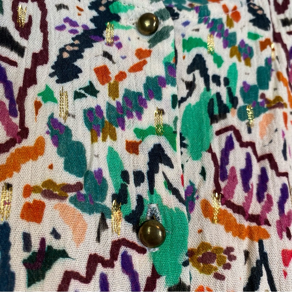 Zara Boho Artsy Whimsical Long Sleeve Top Small Maximalism Colorful Resort - Picture 9 of 13